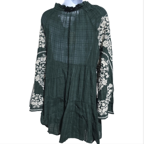 FREE PEOPLE BUNDLE Green Embroidered Boho Dress Small @nessa3119 - Picture 3 of 4